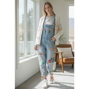 See and Be Seen NWT Cardigan Sweater Women's Size M Open Front Colorful details